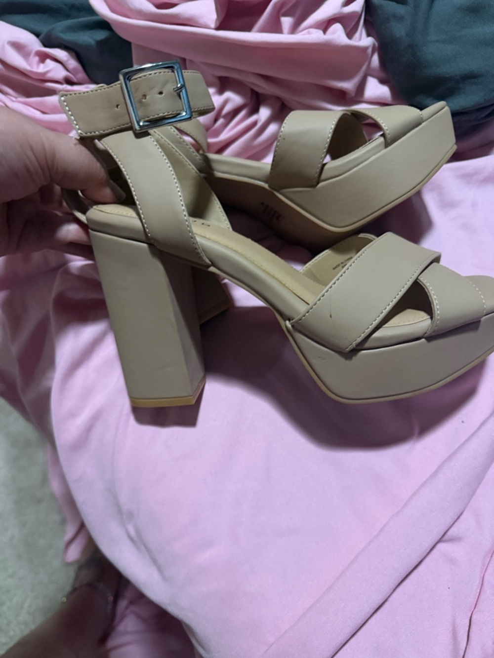 torrid Neutral Tan Platform Block Heel Sandals